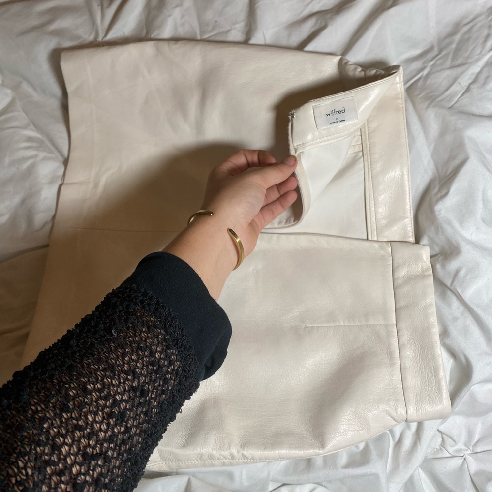 Wilfred Cream Feux leather skirt